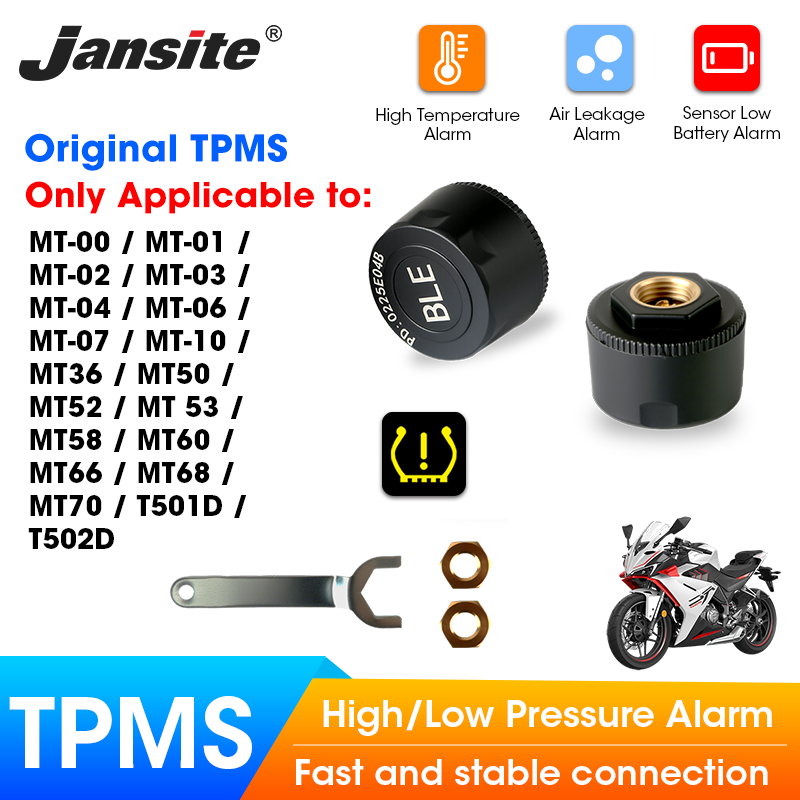 Tyre Pressure Gauge - Jansite オートバイ TPMS 特定のモデル向けに設計 温度警告ゲージ モトタイヤ空気圧センサー