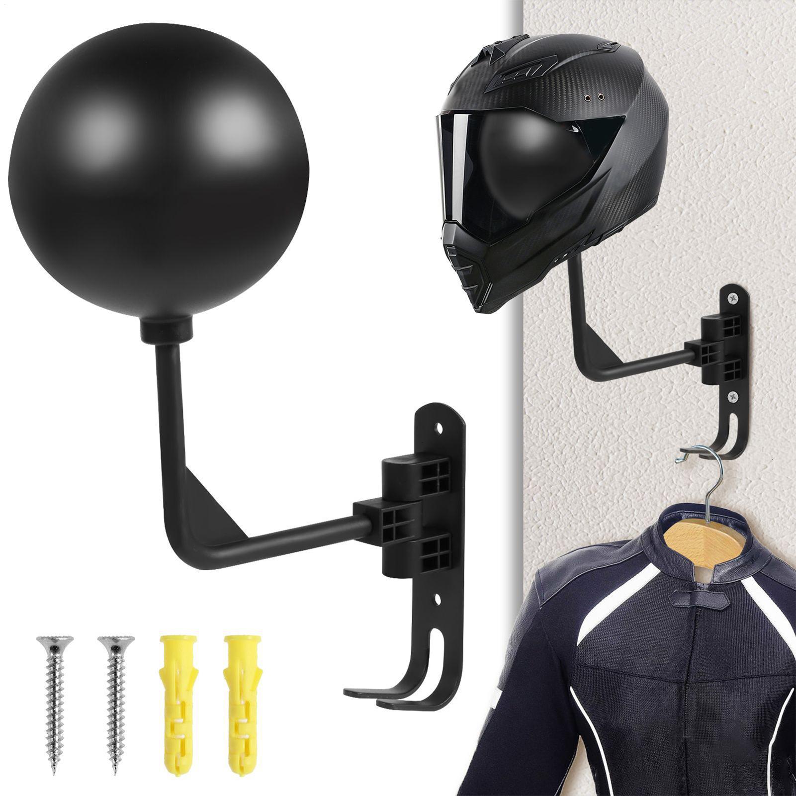 Motorcycle Gear Display Rack - オートバイヘルメットラック 調節可能な壁掛けディスプレイフック ヘルメットマウント 壁掛け式 自宅の寝室 リビングルーム