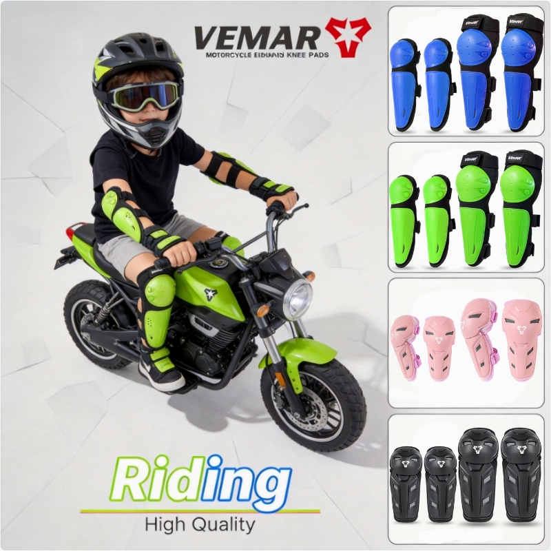 Motorcycle Gear For Kids - VEMAR子供用膝肘パッドセット、オートバイ乗車用、耐久性のあるユースキッズモトクロス安全装備肘プロテクター膝パッド