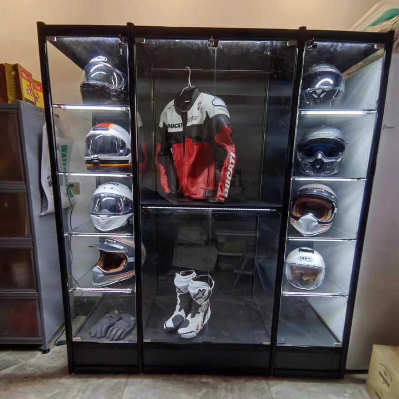 Motorcycle Gear Display Rack - オートバイヘルメット陳列棚 サイクリングウェア陳列設備 オートバイ家庭用カスタム保護具収納キャビネット