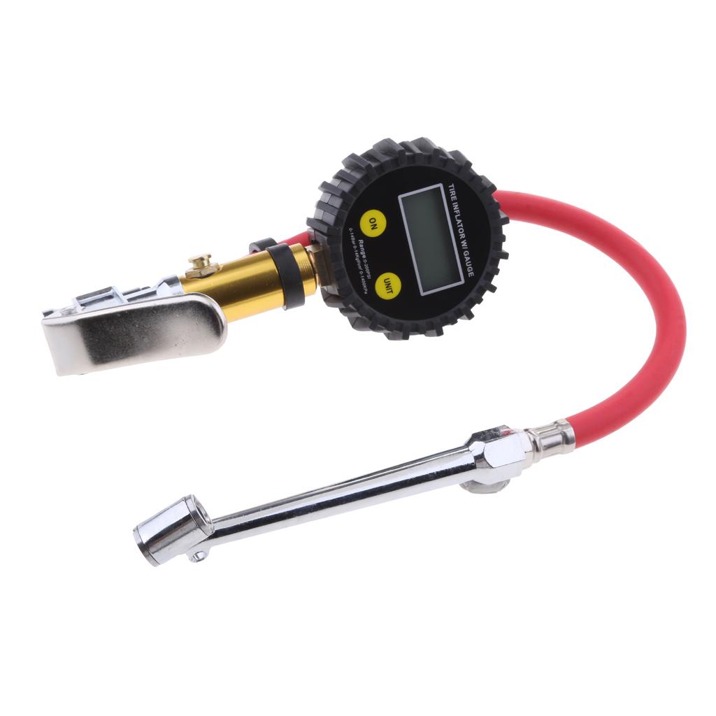 Tyre Pressure Gauge - デジタルタイヤインフレータ LCDディスプレイ付き精密圧力計 車・バイク・自転車用 ユニバーサルエアコンプレッサー