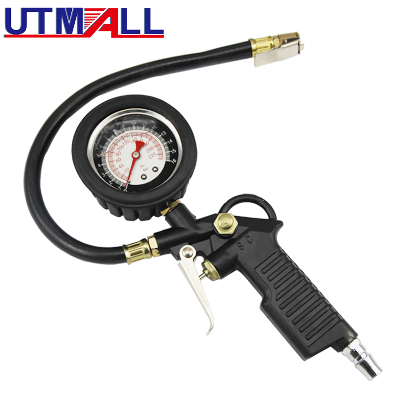 Tyre Pressure Gauge - プロフェッショナルエアタイヤ圧力インフレーターゲージダイヤルメーター車両テスタークリップオンデザイン多機能車トラックオートバイ