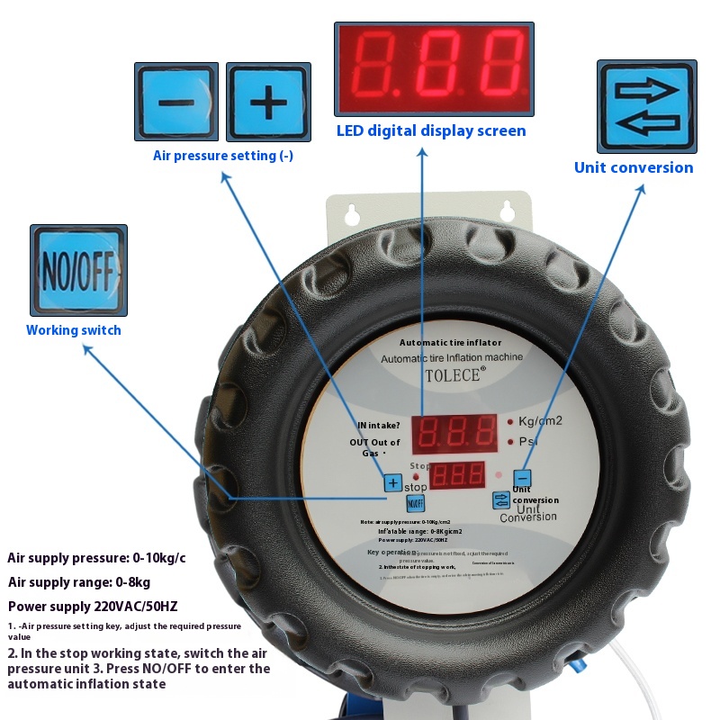 壁掛け式ゲージ付き全自動タイヤインフレーター、車のケア用タイ - Tyre Pressure Gauge のレビューと価格