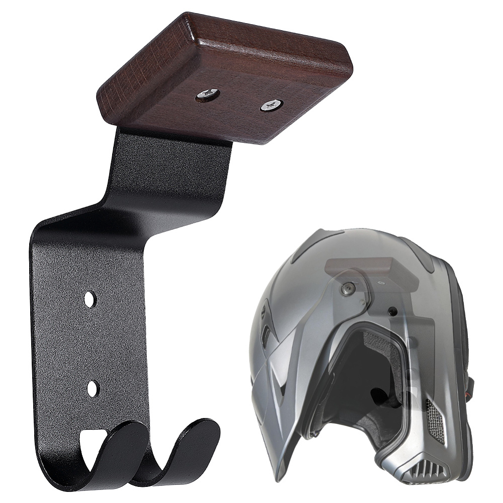 ブラックオートバイヘルメットホルダーヘルメット壁掛けギアラッ - Motorcycle Gear Display Rack のレビューと価格