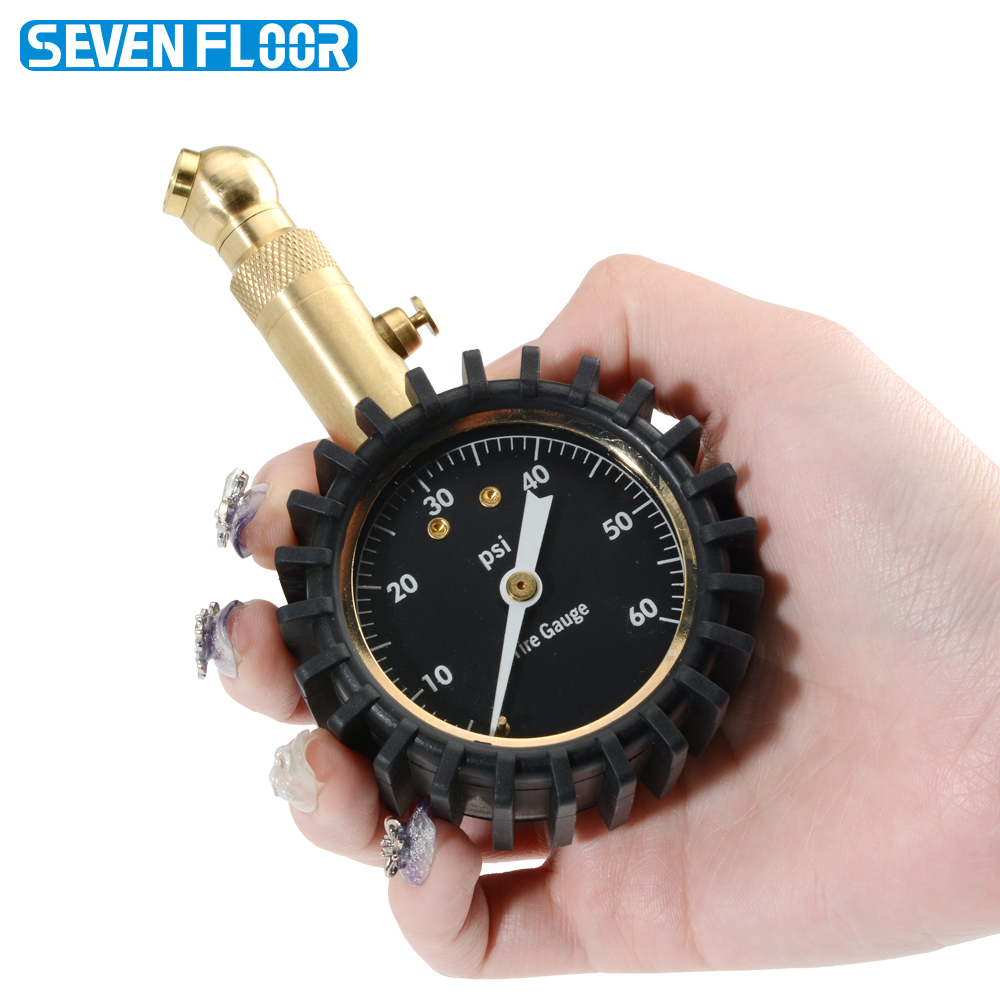 0-60PSI高精度タイヤ空気圧計2インチダイヤル銅金属ゴム - Tyre Pressure Gauge のレビューと価格