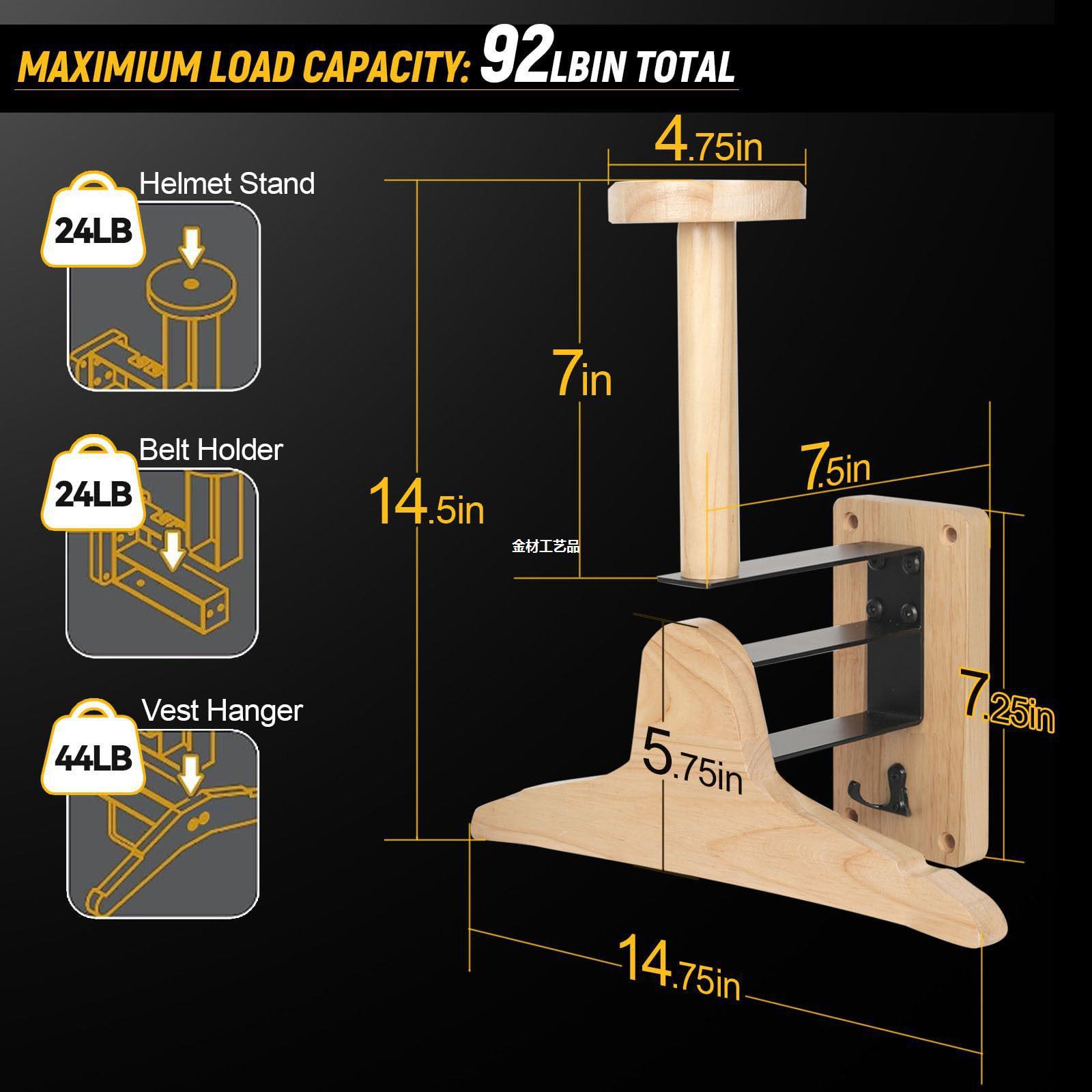 壁掛け式木製屋外収納ラック、戦術用およびバイク用ヘルメットデ - Motorcycle Gear Display Rack のレビューと価格