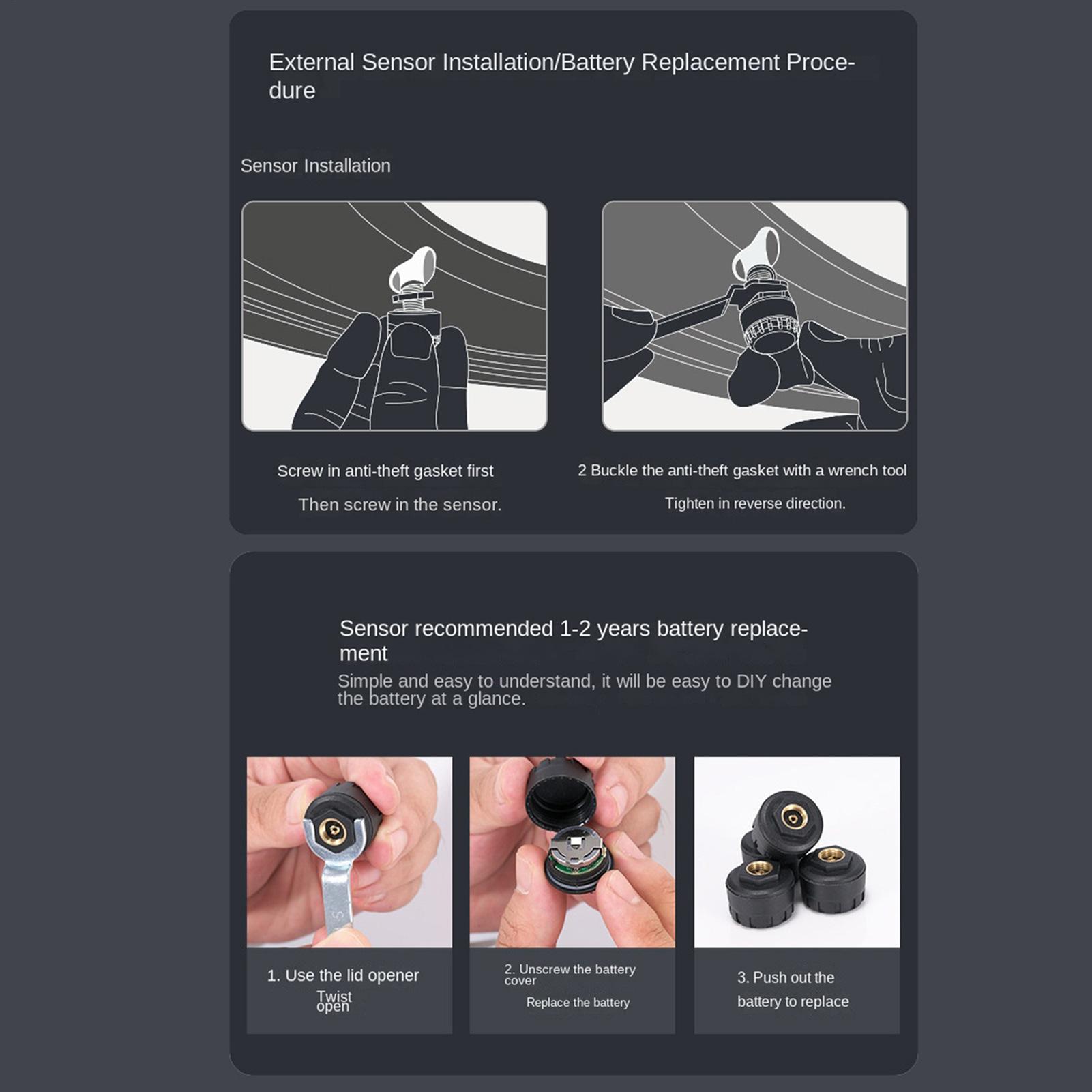 空気圧ゲージタイヤ用ワイヤレスリアルタイムホイールセンサーシ - Tyre Pressure Gauge のレビューと価格