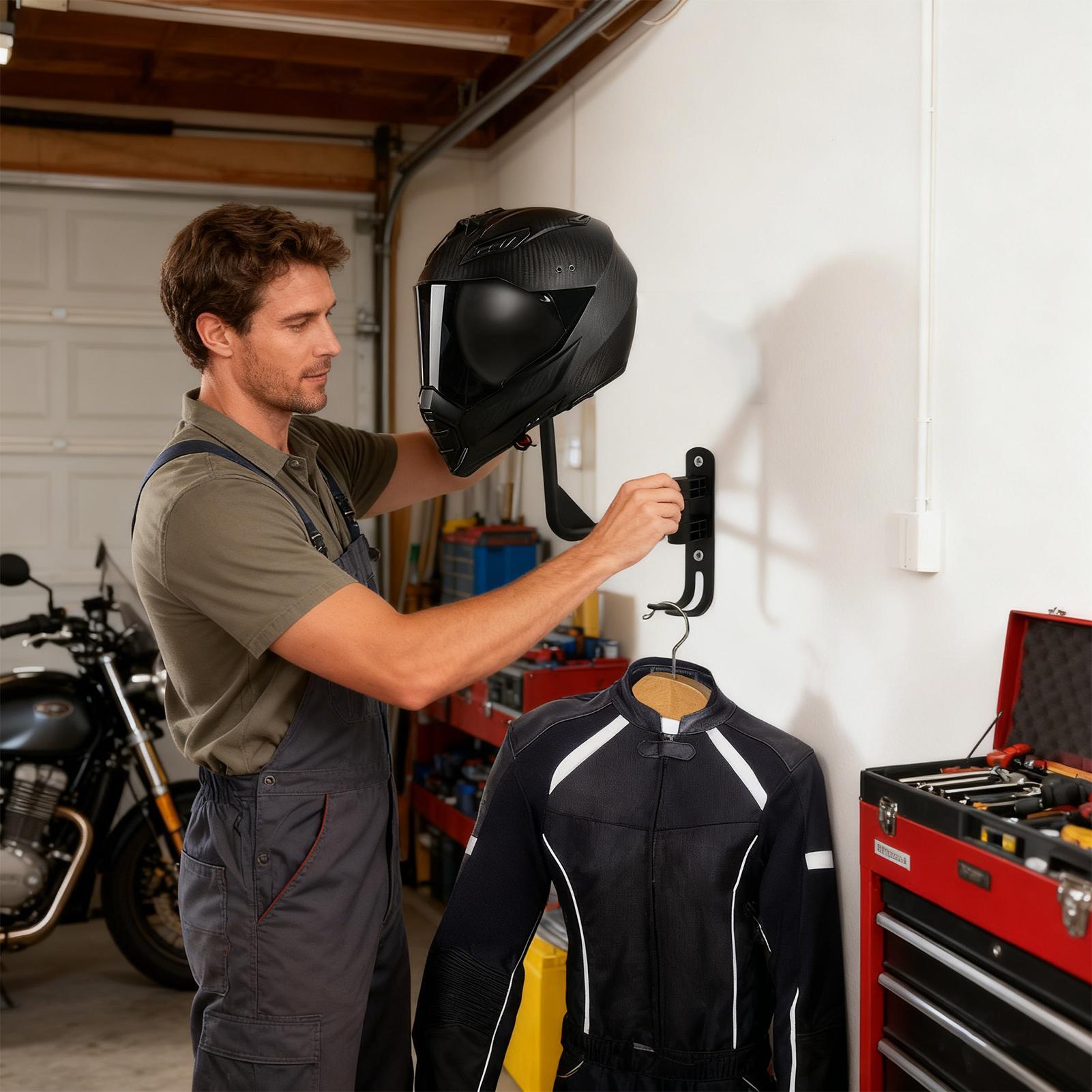 ヘルメットオーガナイザー壁掛けディスプレイラックオートバイヘ - Motorcycle Gear Display Rack のレビューと価格