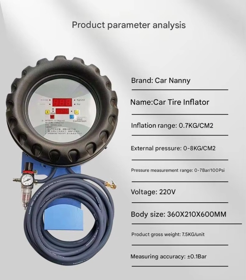 自動金属製タイヤインフレーターマシン デュアルシリンダー 1 - Tyre Pressure Gauge のレビューと価格